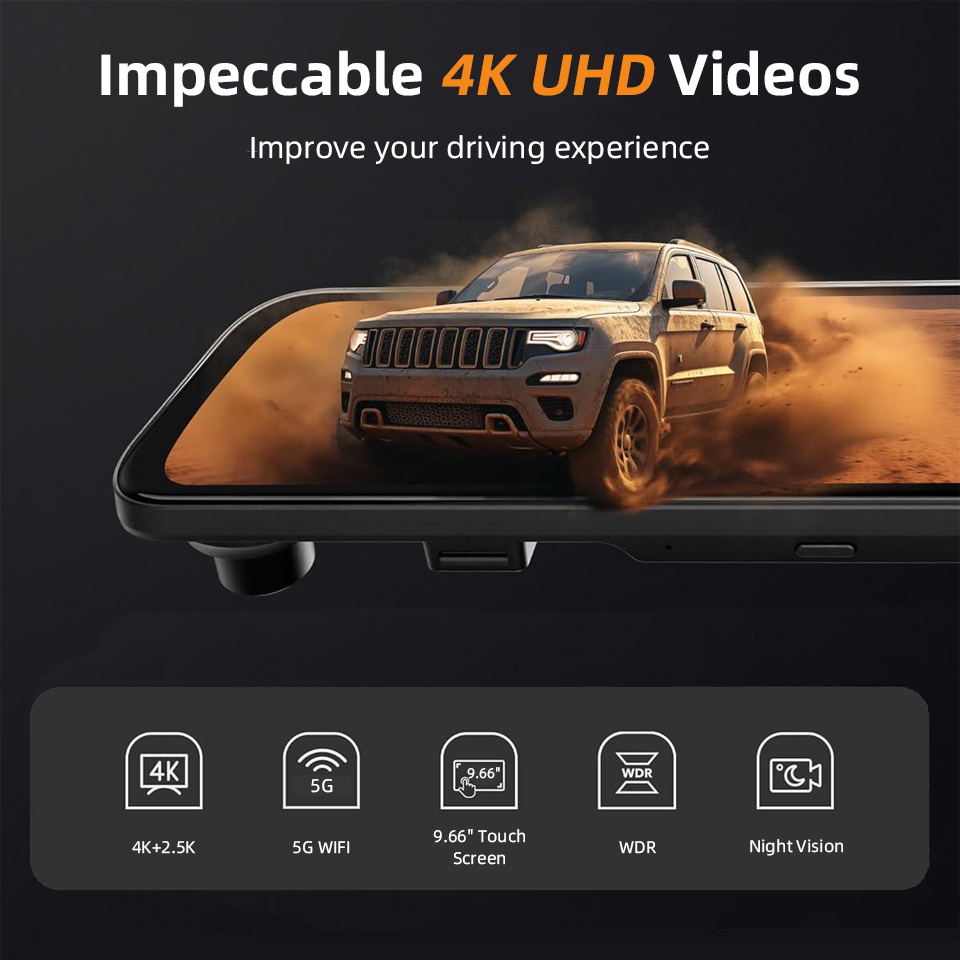 4K+2.5Kタッチスクリーンバックミラー、オプションのデュ - Dash Cam 4K Sony Starvis のレビューと価格