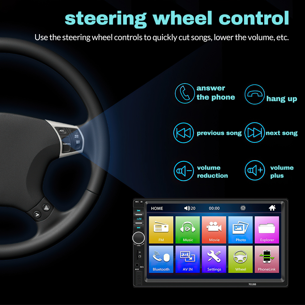 7インチ ダブルDIN ワイヤレス Apple CarPla - Dash Cam Mirror Backup Camera のレビューと価格