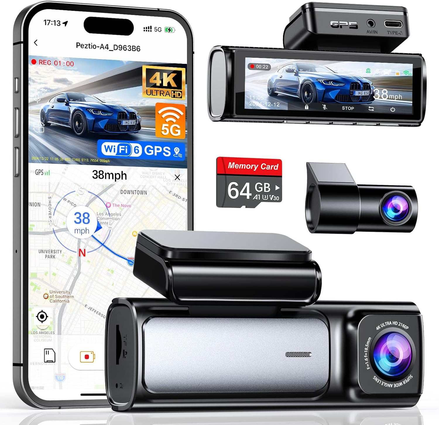 フロント・リアダッシュカム 4K 25K 5G WiFi 6 - Dash Cam Front And Rear 4K のレビューと価格