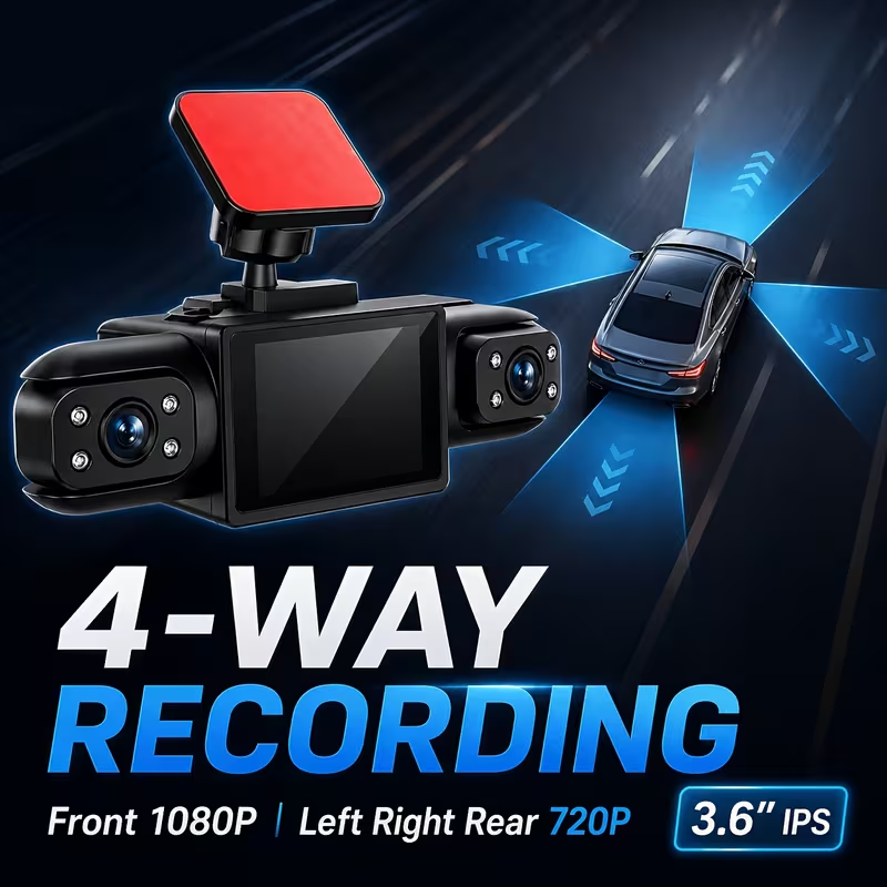 1080P FHD 3/4チャンネルドライブレコーダー、4レ - Dash Cam 3 Channel 1080P のレビューと価格