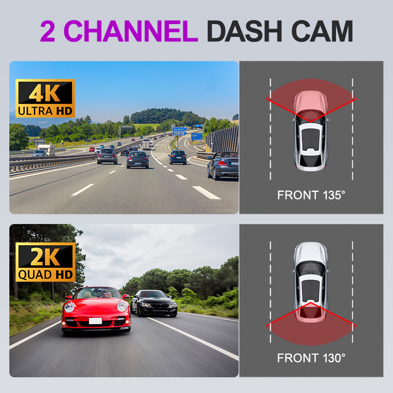 4K 2KデュアルレンズUHD WiFiドライブレコーダー  - Dash Cam 2K Dual Lens のレビューと価格