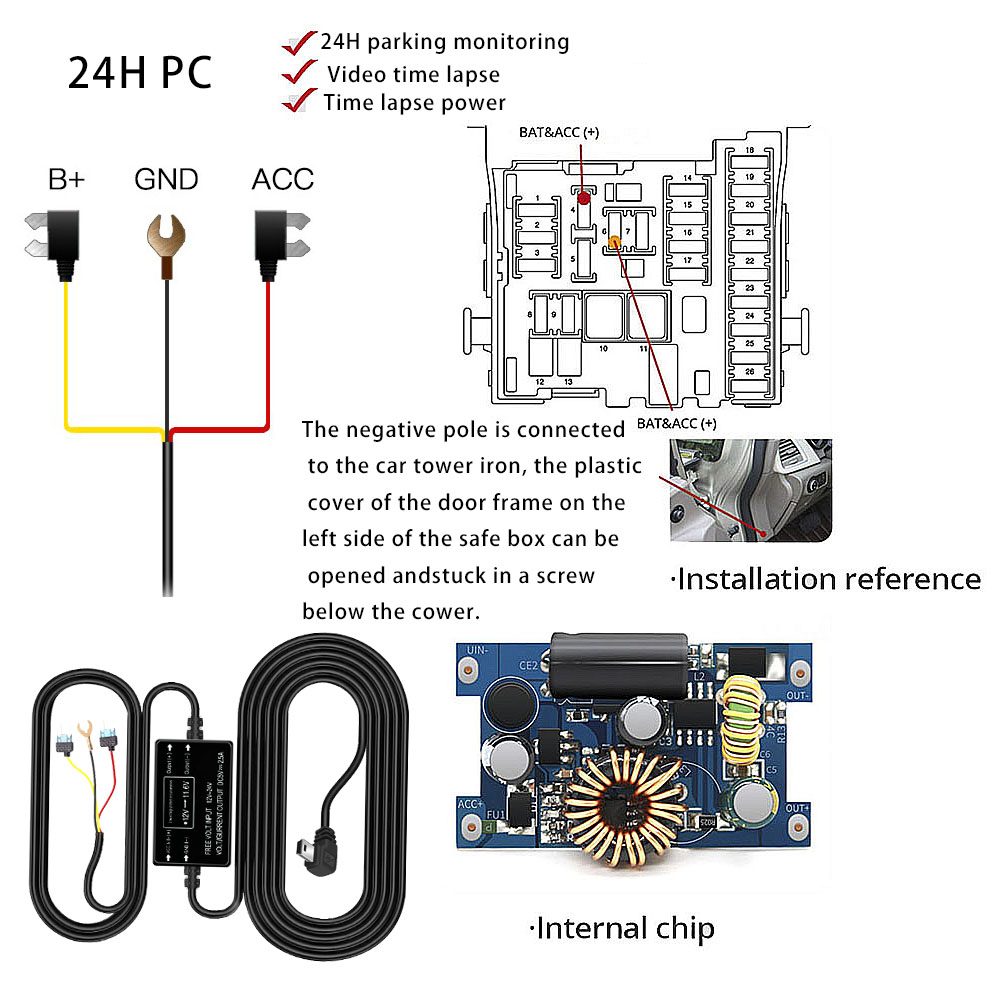 HGDO ダッシュカム ハードワイヤーキット ミニUSBポー - Dash Cam Hardwire Kit のレビューと価格