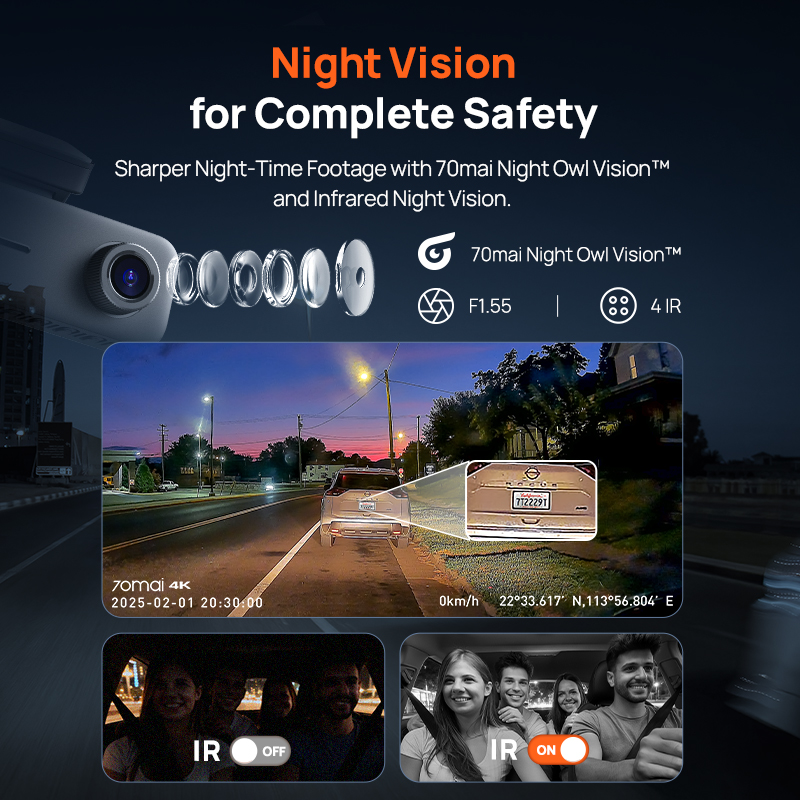70mai 4K T800E 3チャンネル ドライブレコーダ - Dash Cam Front And Rear 4K のレビューと価格