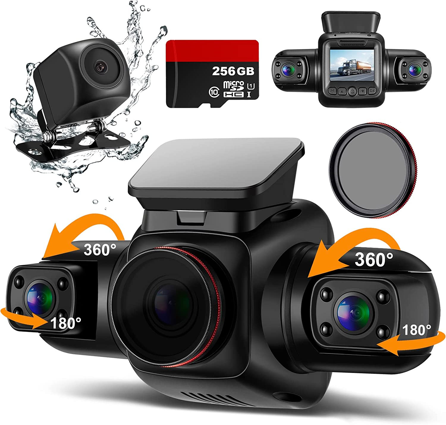 4チャンネルダッシュボードカメラ,360 ° パノラマビュー - Dash Cam Night Vision Infrared のレビューと価格