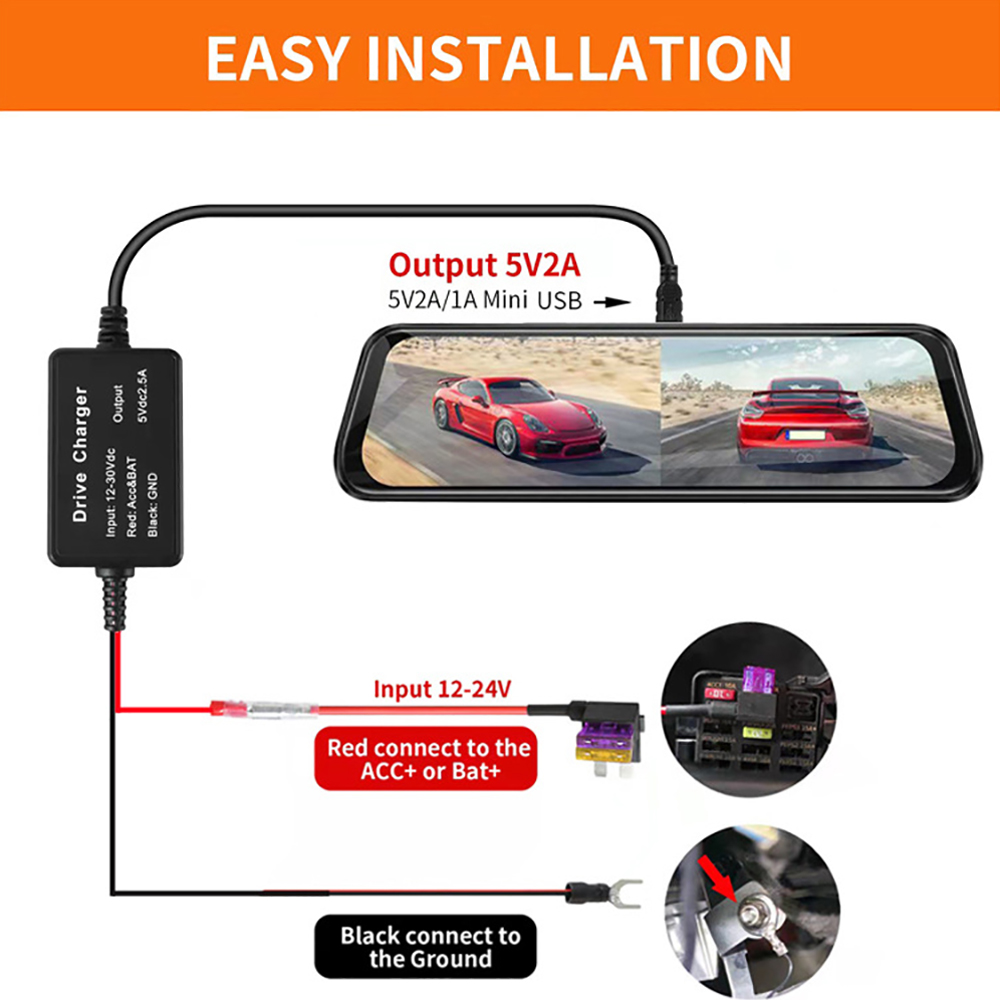 ダッシュカムハードワイヤーキットマイクロ Type-C US - Dash Cam Hardwire Kit のレビューと価格