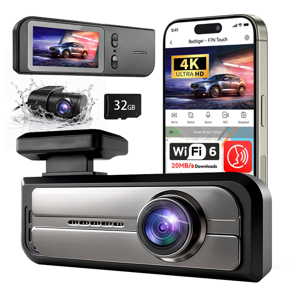 デュアルダッシュカム、4K UHD車載カメラDVR、内蔵Wi - Dash Cam With Parking Monitor のレビューと価格