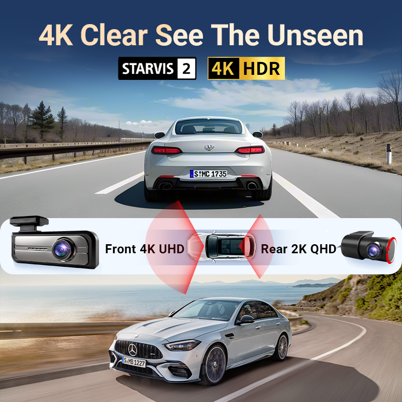 デュアルダッシュカム、4K UHD車載カメラDVR、内蔵Wi - Dash Cam With Parking Monitor のレビューと価格