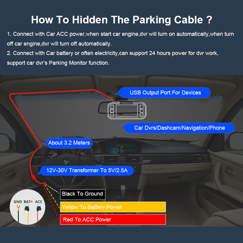 Yangood 3.5メートル バックライン ダッシュカメラ - Dash Cam Hardwire Kit のレビューと価格