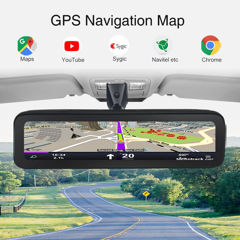 12インチタッチ式車載リアビューミラー、4カメラ搭載ドライブ - Dash Cam Rear View Mirror 12 Inch のレビューと価格