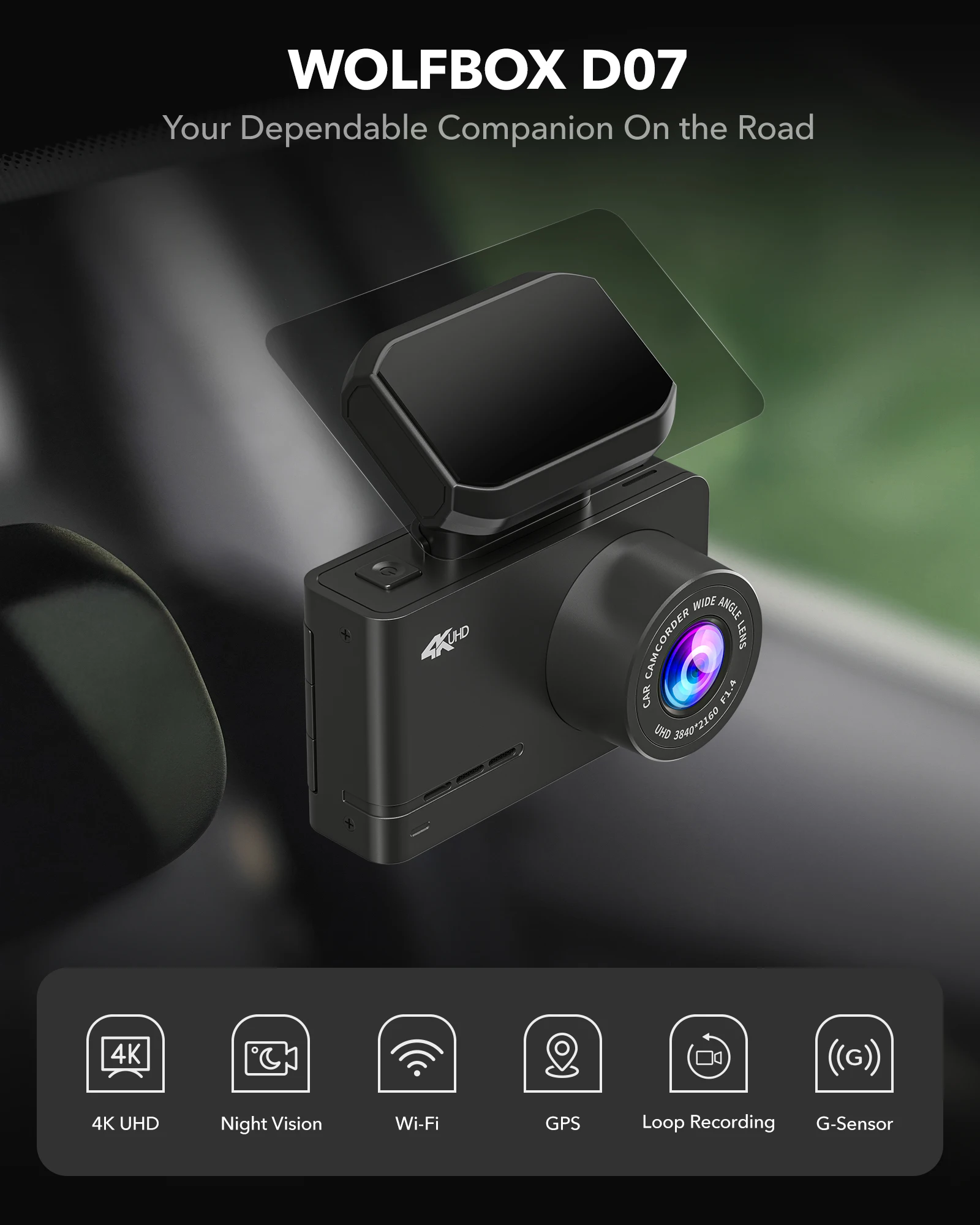 Wolfbox Dealer D07 デュアルダブルDVR車 - Dual Dash Cam With Gps Wifi のレビューと価格