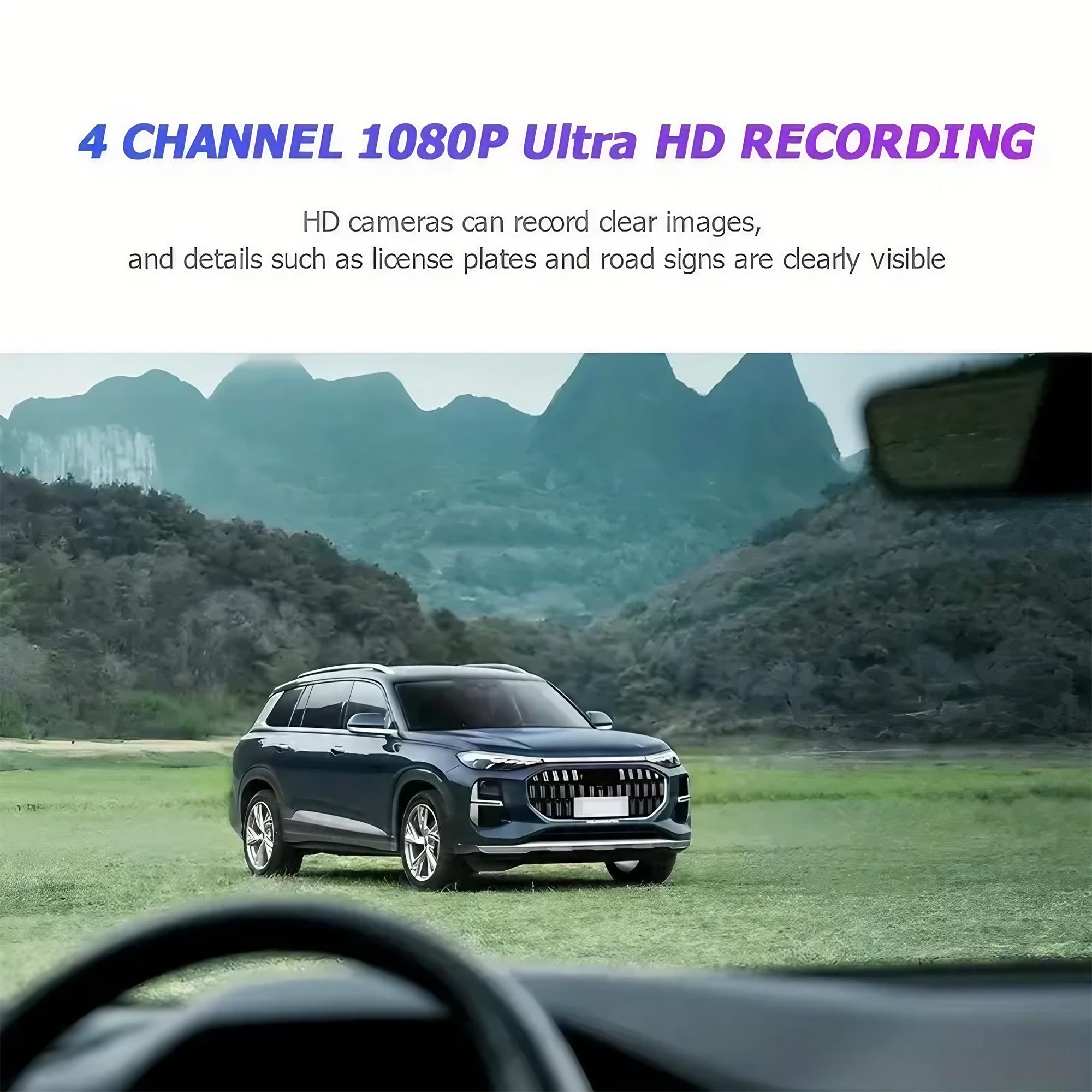 4レンズダッシュカム 1080PフルHD 360度ビュー 車 - Dash Cam 360 Degree Panoramic のレビューと価格