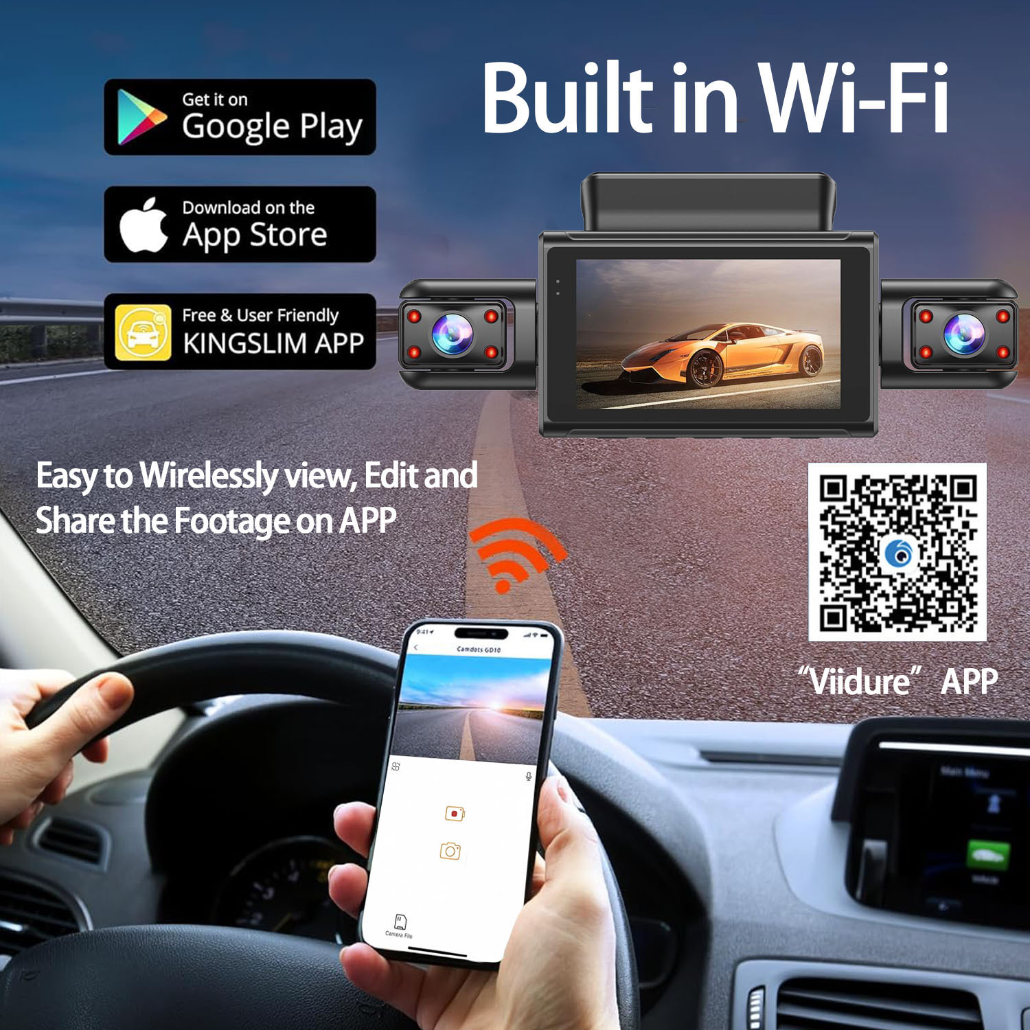 2.5K 4レンズ360度車載カメラ WIFIアプリ対応 車 - Dash Cam 360 Degree Panoramic のレビューと価格