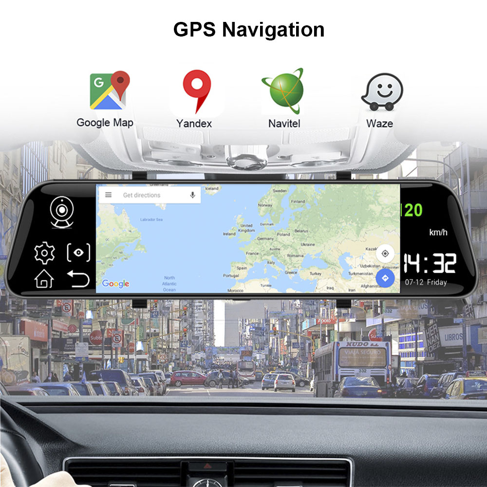 Hgdo-Androidダッシュボードカメラ,10インチ,4 - Dual Dash Cam With Gps Wifi のレビューと価格