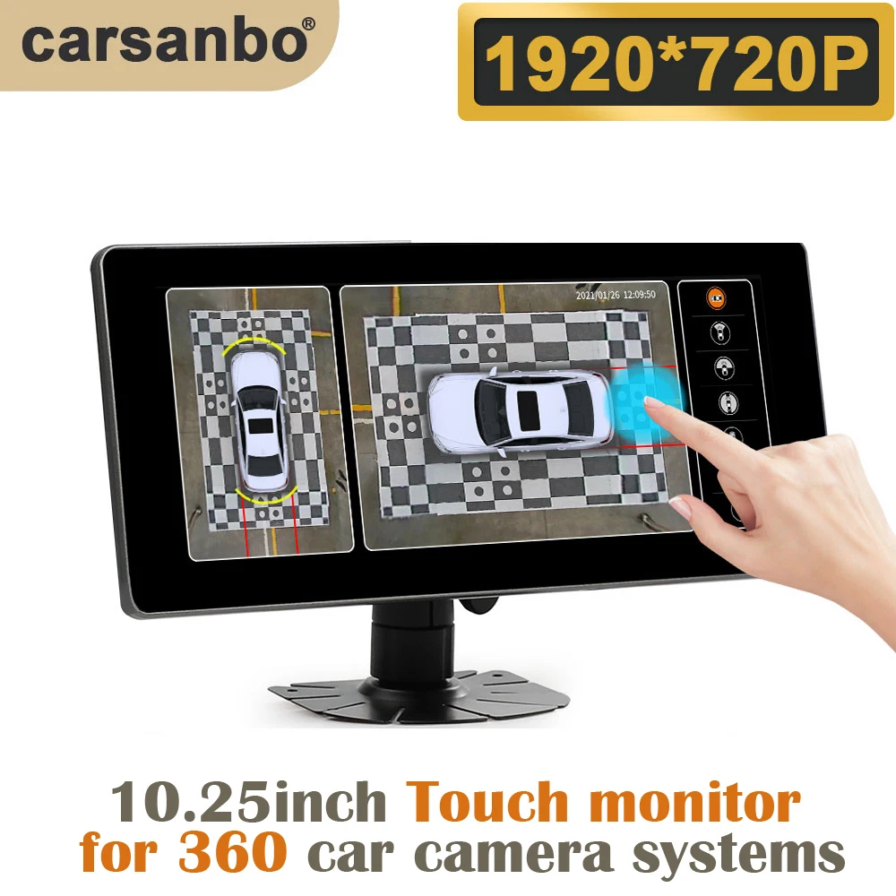 Carsanbo 10.25インチタッチスクリーンモニター、 - Dash Cam 360 Degree Panoramic のレビューと価格