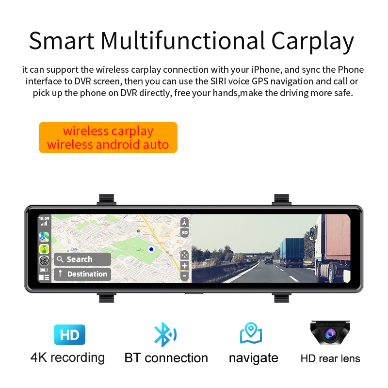 Acceo 4K ドライブレコーダー バックミラー型 車載カ - Dash Cam Rear View Mirror 12 Inch のレビューと価格