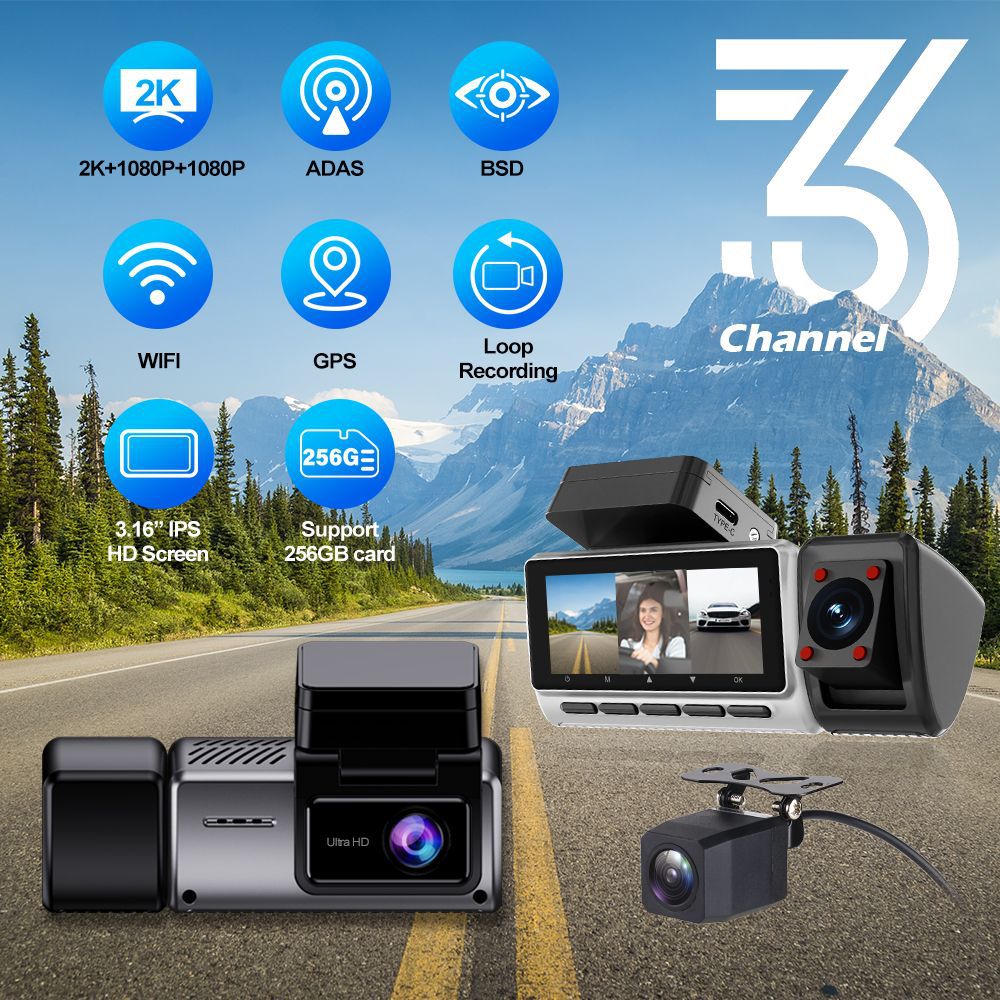 新型クロスボーダー対応トリプル録画2K駐車監視360度パノラ - Dash Cam 360 Degree Panoramic のレビューと価格