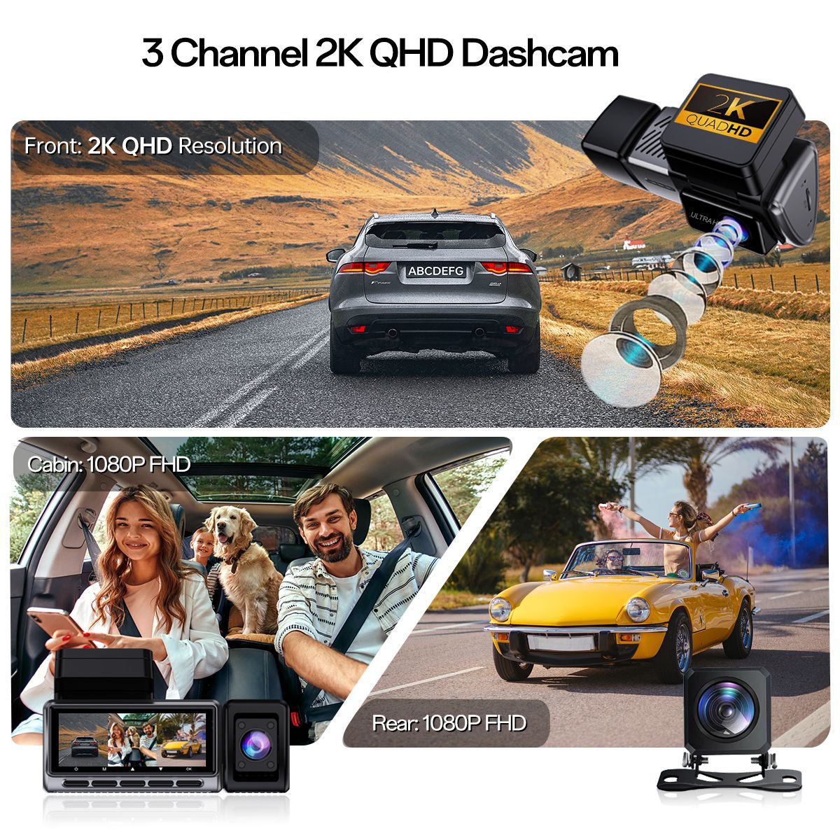 新型クロスボーダー対応トリプル録画2K駐車監視360度パノラ - Dash Cam 360 Degree Panoramic のレビューと価格