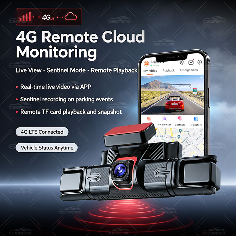 M100 隠し型4チャンネルLTE 4G車載ダッシュカム ア - Dash Cam 3 Channel 1080P のレビューと価格