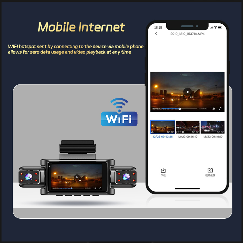 4チャンネルダッシュカム 1080Pドライブレコーダー Wi - Dash Cam Night Vision Infrared のレビューと価格