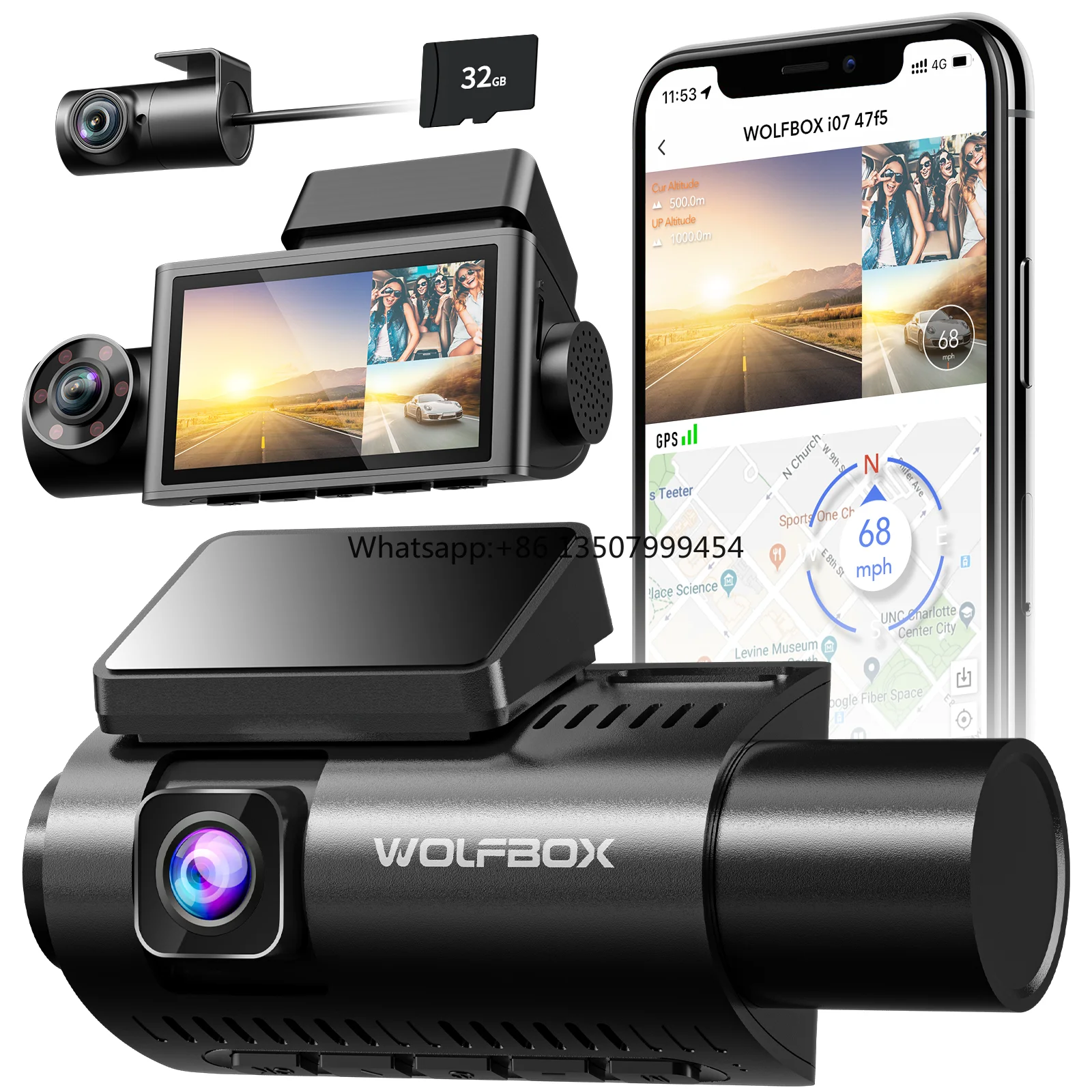 Wolfbox I07 4Kフロント＆インサイドカメラ 3チ - Dash Cam 3 Channel 1080P のレビューと価格