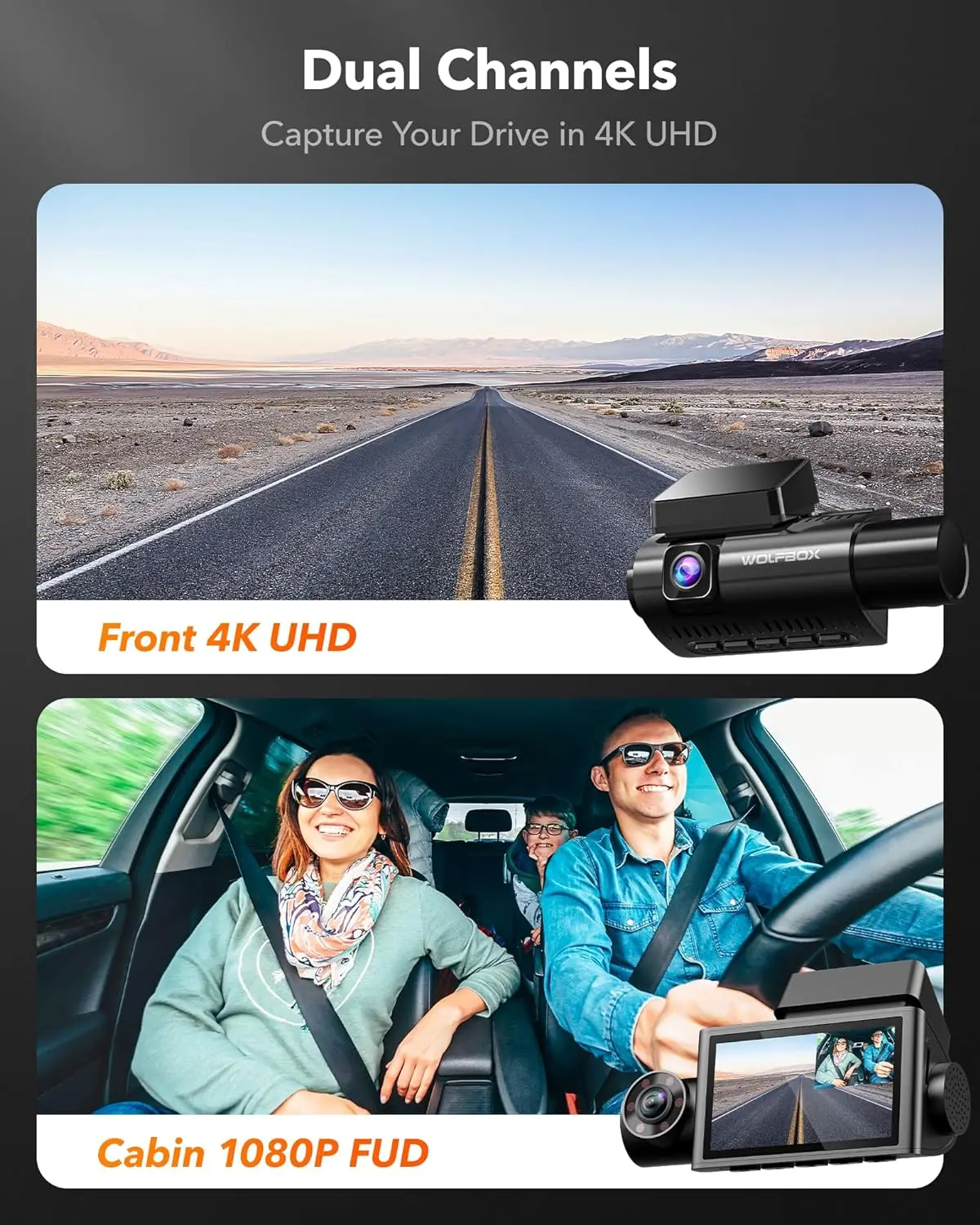 Wolfbox I07 4Kフロント＆インサイドカメラ 3チ - Dash Cam 3 Channel 1080P のレビューと価格