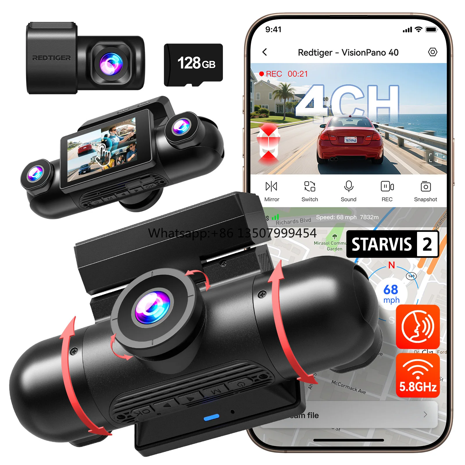 ディストリビューターVP40 2.5K*2+1080P*2  - Dual Dash Cam With Gps Wifi のレビューと価格