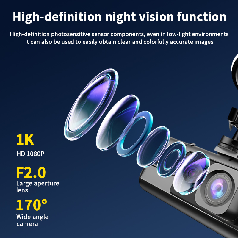 3カメラ1080P車載DVRダッシュカム WiFi付き170 - Dash Cam Night Vision Infrared のレビューと価格