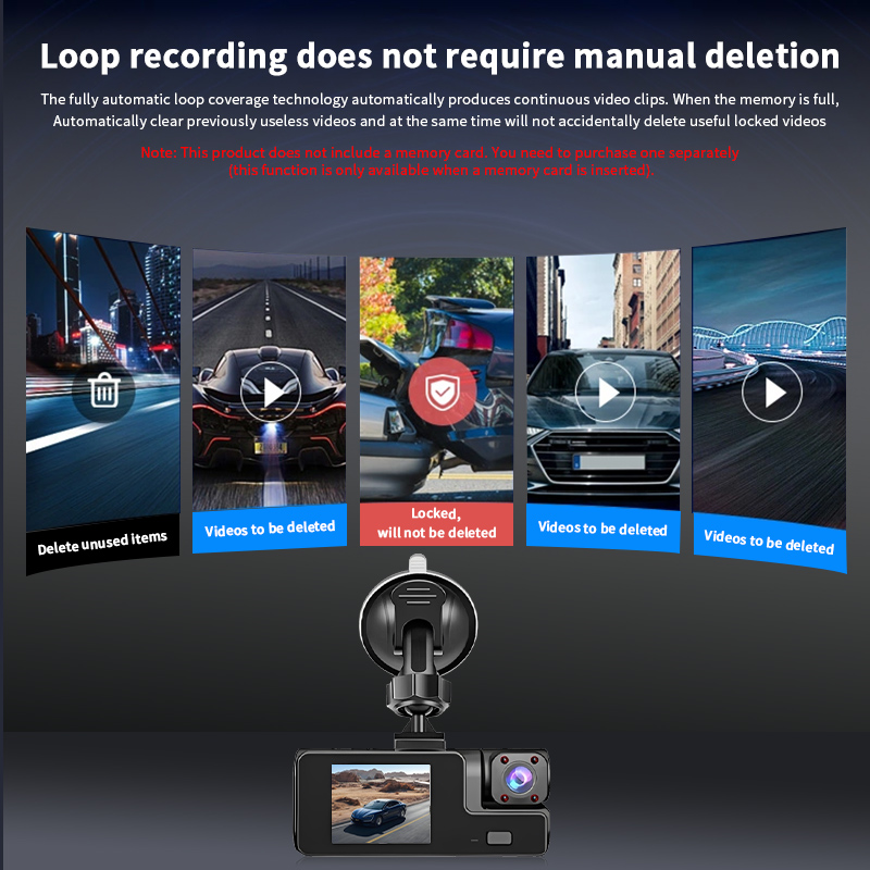 3カメラ1080P車載DVRダッシュカム WiFi付き170 - Dash Cam Night Vision Infrared のレビューと価格