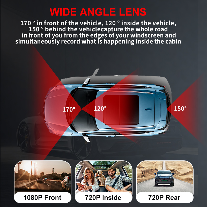 3カメラ1080P車載DVRダッシュカム WiFi付き170 - Dash Cam Night Vision Infrared のレビューと価格