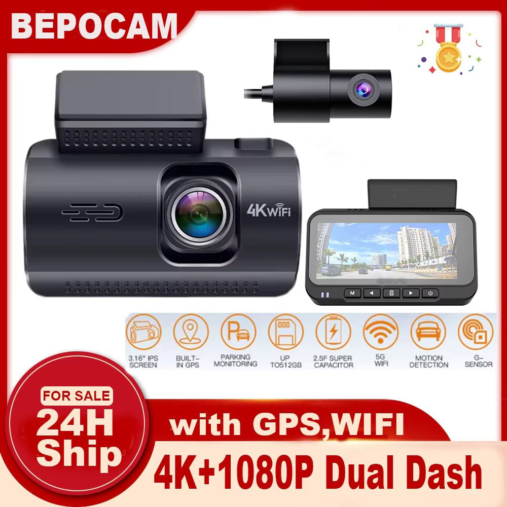 ドライブレコーダー 4K+1080P デュアルカメラ 車載カ - Dual Dash Cam With Gps Wifi のレビューと価格