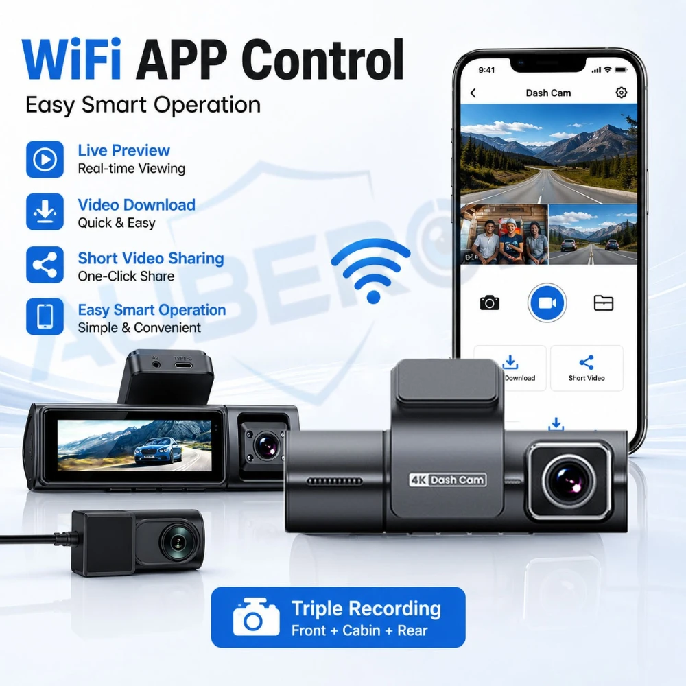 3チャンネルドライブレコーダー 4K 前部/キャビン/後部  - Dash Cam 3 Channel 1080P のレビューと価格