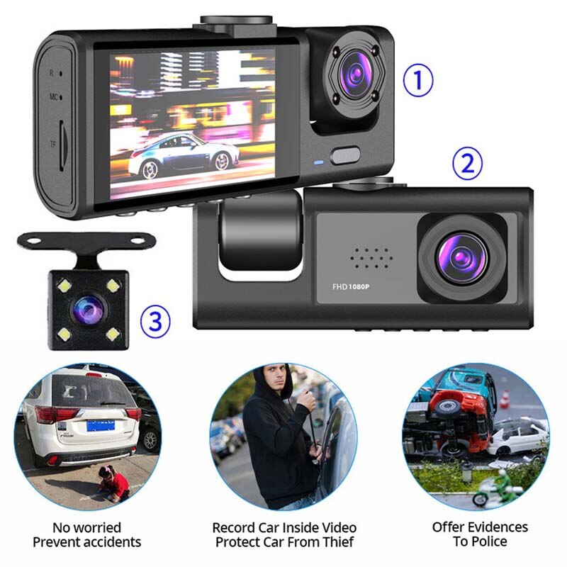 1080P デュアルカメラ車載カメラ、フロントと車内、IRナ - Dash Cam Front And Rear 4K のレビューと価格
