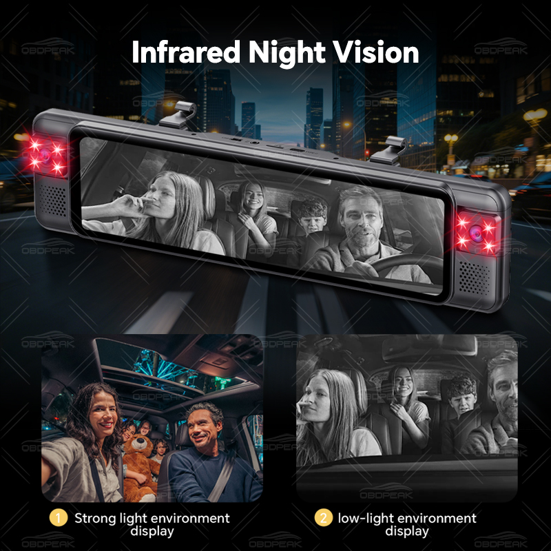 D75 リアビューミラー FHD 1080P ダッシュカム  - Dash Cam Night Vision Infrared のレビューと価格