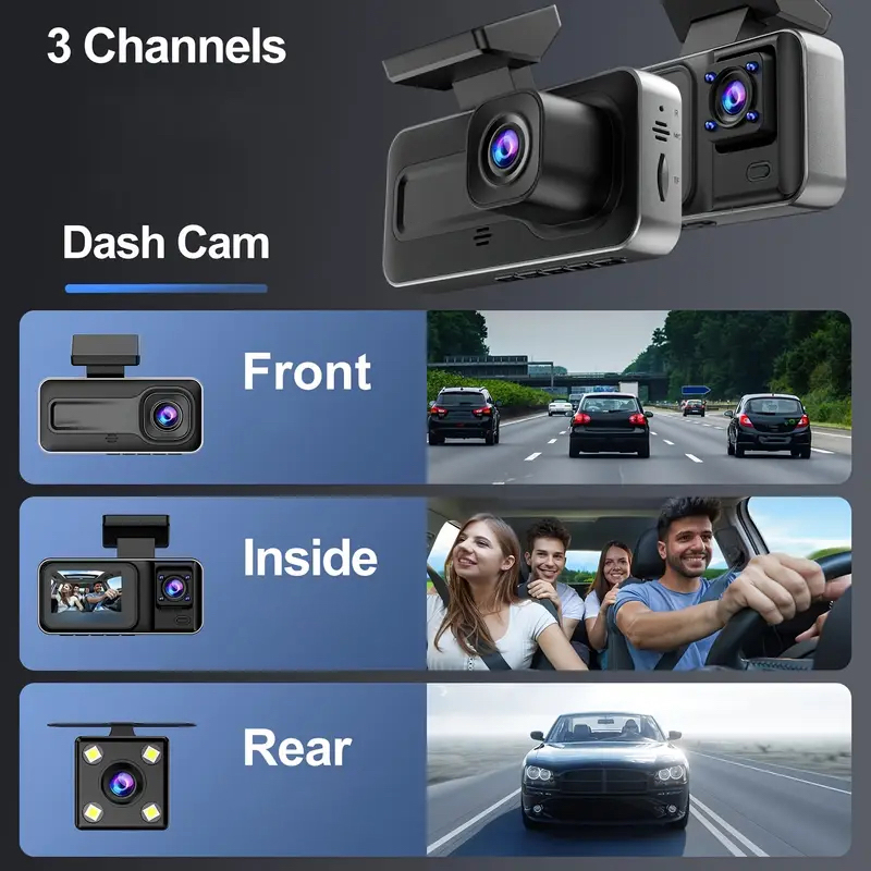 3チャンネル車載カメラ ドライブレコーダー ブラックボックス - Dash Cam 3 Channel 1080P のレビューと価格