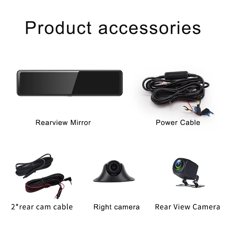 12インチ 1080P ミラー型ドライブレコーダー 前後内蔵 - Dash Cam 3 Channel 1080P のレビューと価格