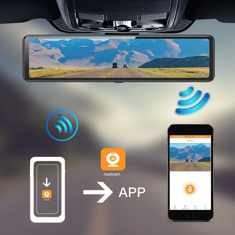 12インチ 1080P ミラー型ドライブレコーダー 前後内蔵 - Dash Cam 3 Channel 1080P のレビューと価格