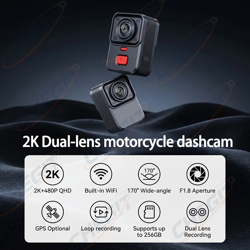 2KデュアルレンズHDバイク用ドライブレコーダーIP66防水 - Dual Dash Cam With Gps Wifi のレビューと価格