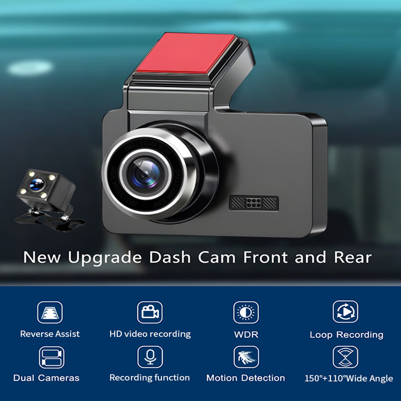 デュアルカメラ搭載ドライブレコーダー。フロント/リアのレンズ - Dash Cam Night Vision Infrared のレビューと価格